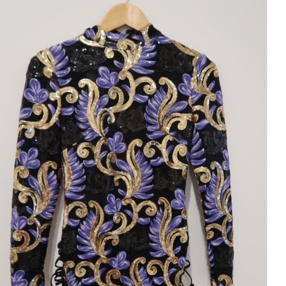 Black and Gold Women's Dress - Picture 4 of 9